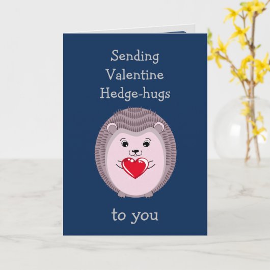 Valentine Hedgehog Hedge-knuffels met Hart Kaart (Gele Bloem)