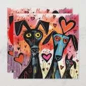 Valentine Honden En Harten Feestdagenkaart (Voorkant / Achterkant)