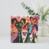 Valentine Honden En Hartjes Feestdagenkaart (Staand voorkant)