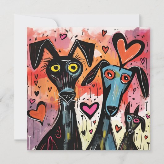 Valentine Honden En Hartjes Feestdagenkaart (Voorkant)