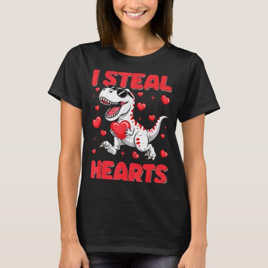 Valentine I Steal Hearts Trex Dino Toddler Kids Ba T-shirt (Voorkant)