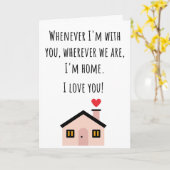 Valentine ik ben thuis gevouwen kaart (Gele Bloem)
