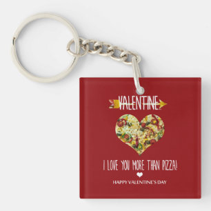 Valentine, ik hou meer van jou dan van pizza sleutelhanger