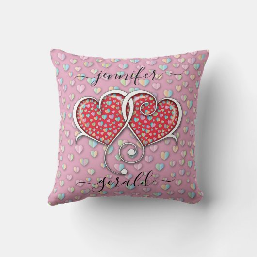 Valentine Interlocked Hearts Ontwerp Kussen (Achterkant)