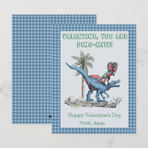 Valentine, je bent DINO-Mite! Blauwe klaslokaal  Feestdagenkaart