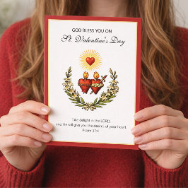 Valentine Jesus Catholic Religious Sacred Heart  Feestdagen Kaart