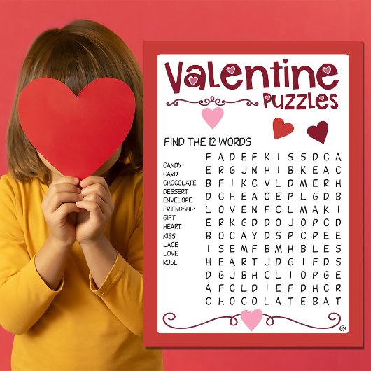 Valentine Kids Puzzles Activity Kaart