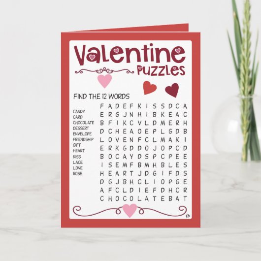 Valentine Kids Puzzles Activity Kaart (Voorkant)