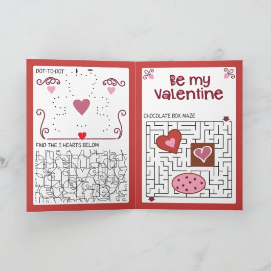 Valentine Kids Puzzles Activity Kaart (Binnen)