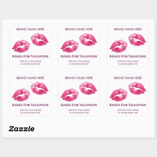 Valentine Kisses Custom Candle Sticker (Vel)