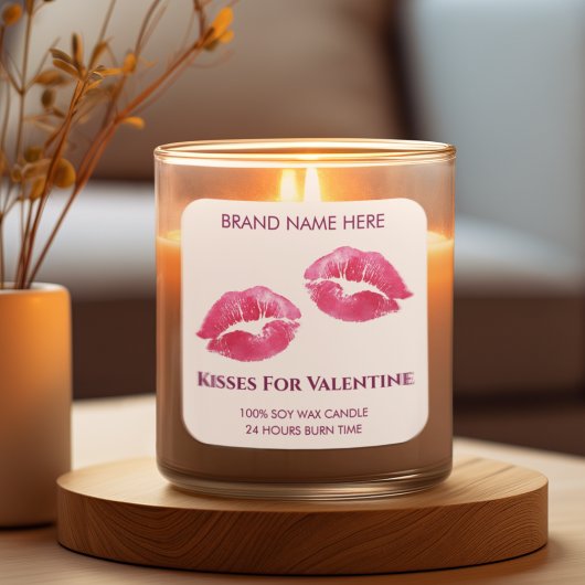 Valentine Kisses Custom Candle Sticker