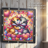 Valentine Kitten Hug Heart Wall Vierkante Klok