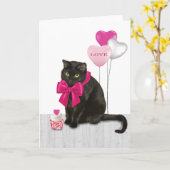 Valentine Kitty Kaart (Gele Bloem)