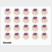 Valentine Kraft Paper Purple Roses Elegant Floral Ronde Sticker (Vel)