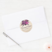 Valentine Kraft Paper Purple Roses Elegant Floral Ronde Sticker (Envelop)