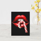 Valentine Lips Kisses Valentines Funny Candy Cane  Kaart (Gele Bloem)