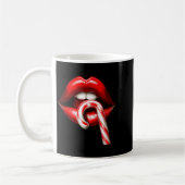Valentine Lips Kisses Valentines Funny Candy Cane  Koffiemok (Links)