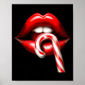 Valentine Lips Kisses Valentines Funny Candy Cane  Poster (Voorkant)