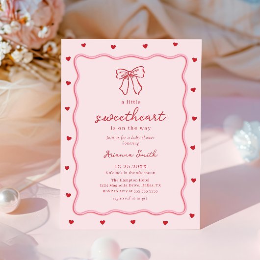 Valentine Little Sweetheart Baby Shower Invitation Kaart