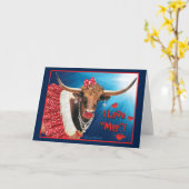 Valentine Longhorn Koe Kaart (Gele Bloem)
