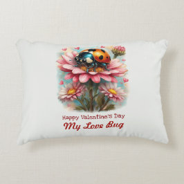  Valentine Love Bug on Blossoms Rose Accent Kussen