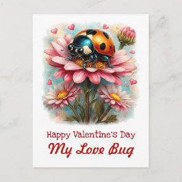  Valentine Love Bug on Blossoms Rose Briefkaart
