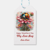Valentine Love Bug on Blossoms Rose Cadeaulabel (Voorkant)
