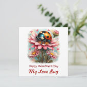  Valentine Love Bug on Blossoms Rose Kaart (Staand voorkant)