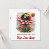  Valentine Love Bug on Blossoms Rose Kaart (Voorkant / Achterkant in situ)