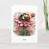  Valentine Love Bug on Blossoms Rose Kaart (Achterkant)