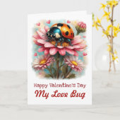  Valentine Love Bug on Blossoms Rose Kaart (Gele Bloem)
