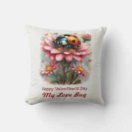  Valentine Love Bug on Blossoms Rose Kussen