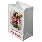  Valentine Love Bug on Blossoms Rose Medium Cadeauzakje (Voorkant Gekanteld)