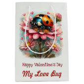 Valentine Love Bug on Blossoms Rose Medium Cadeauzakje (Voorkant)
