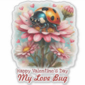  Valentine Love Bug on Blossoms Rose Sticker (Voorkant)