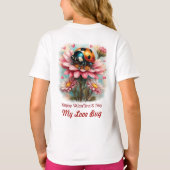 Valentine Love Bug on Blossoms Rose T-shirt (Achterkant)