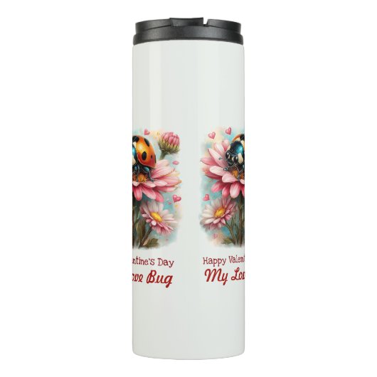  Valentine Love Bug on Blossoms Rose Thermosbeker (Achterkant)
