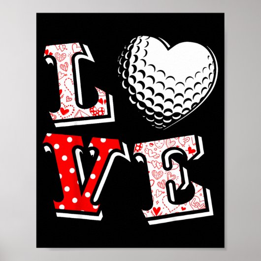 Valentine Love Golf Heart Valentine Day Women Men  Poster (Voorkant)
