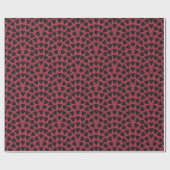 Valentine love heart scallop black on red pattern cadeaupapier (Vlak)