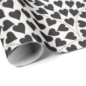 Valentine love heart scallop black & white pattern cadeaupapier (Rol Hoek)