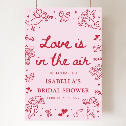 Valentine Love is in the Air Bridal Shower Welcome Poster