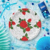 valentine love letter red roses romantic papieren bordje (Feest)