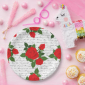 valentine love letter red roses romantic papieren bordje (Feest)