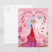 Valentine Love Music Girl | Postcard Feestdagenkaart (Voorkant / Achterkant)