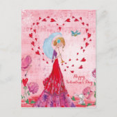 Valentine Love Music Girl | Postcard Feestdagenkaart (Voorkant)