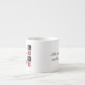 Valentine lovebirds custom text pink espresso kop (Voorkant)