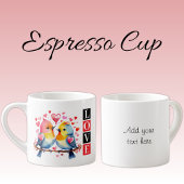 Valentine lovebirds custom text red espresso kop