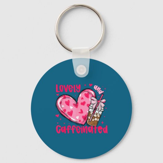 Valentine Lovely &amp; Caffeinated Coffee Lover Co Sleutelhanger (Voorkant)