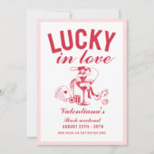 Valentine lucky bachelorette in love party kaart (Voorkant)