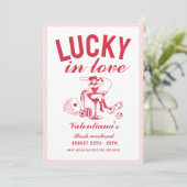 Valentine lucky bachelorette in love party kaart (Staand voorkant)